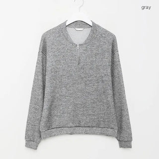 Semi-zip ribbed cardigan