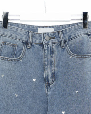 Heart Stud Denim Pants