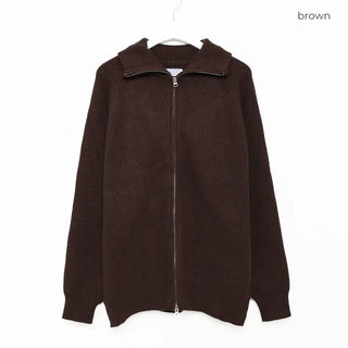 (Unisex) Raglan High Neck Zip Cardigan