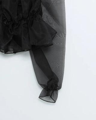 Organza chiffon shirred blouse