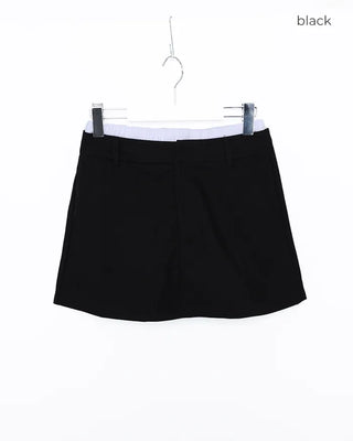 Weighted two-tone striped short skirt pants