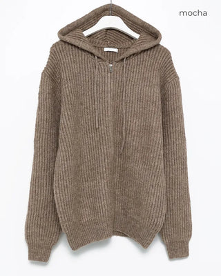 (Unisex) Rib-Knit Zip-Up Hoodie