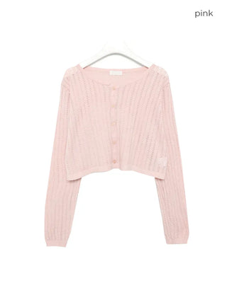 Perforated Cropped Cardigan