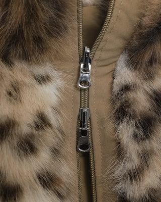 Leopard Fur High Neck Reversible Double Zip Vest