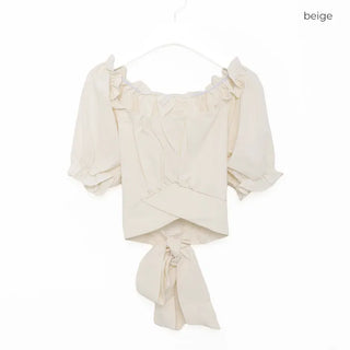 Back ribbon off-shoulder blouse