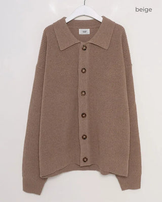 (Unisex) Standard Collar Button Cardigan