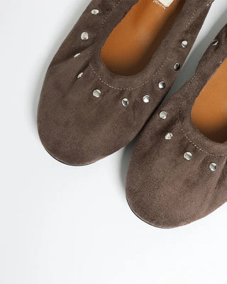 Suede studded flat shoes