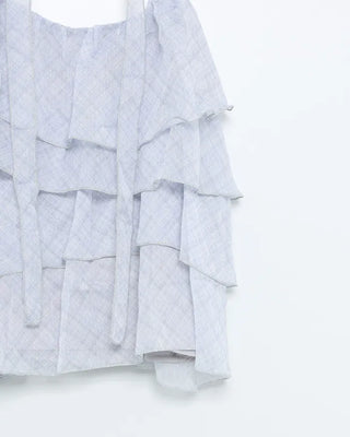 Cancan check tie set sleeveless blouse
