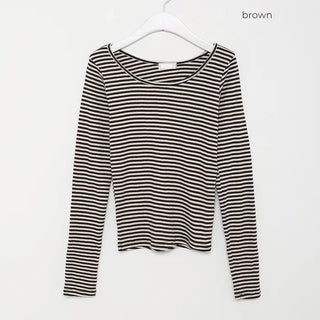 Jewel neck striped T-shirt