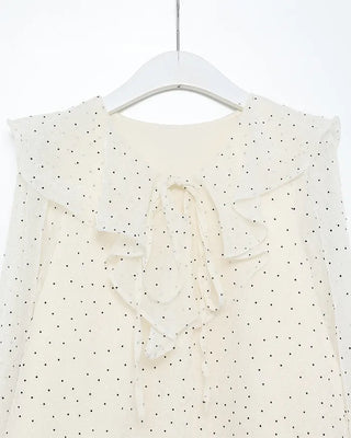 Big frill colored polka dot pattern blouse