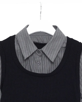 Knit bustier layered shirt