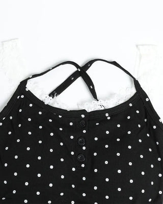 Camisole with polka dot lace cap