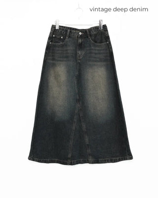 Vintage denim midi skirt