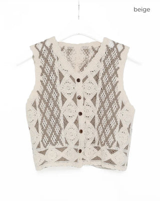Diamond Pattern Crochet Knit Vest