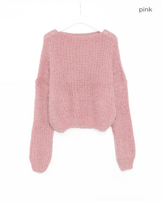 Long-sleeved shaggy knit