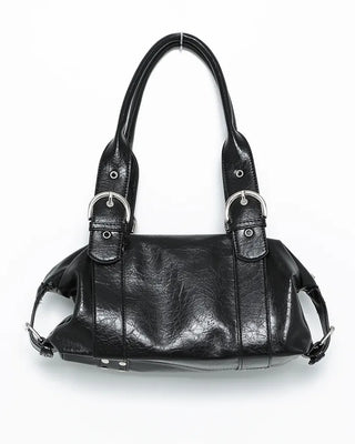 Double rivet belt leather tote bag