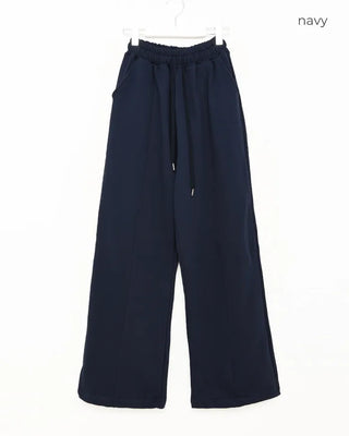 Plain elastic waist sweatpants