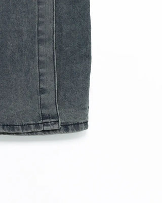 Wrap long denim skirt