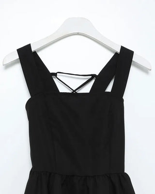 Lace-up flared camisole dress