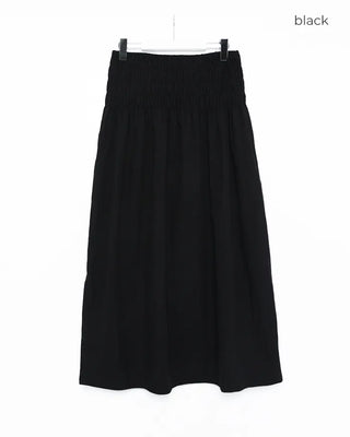 Shirred waist long skirt