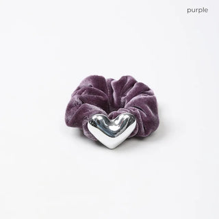 Velvet heart hair tie