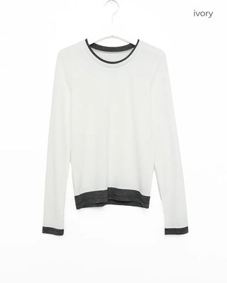 Two-tone layered long-sleeve T-shirt