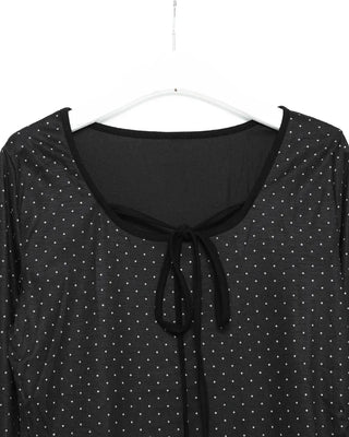 Ribbon Tie Dot Frill T-Shirt