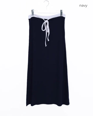 Two-tone string point long skirt
