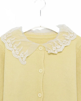 Lace-layered round cardigan