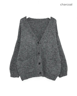 Oversized V-neck wool cardigan
