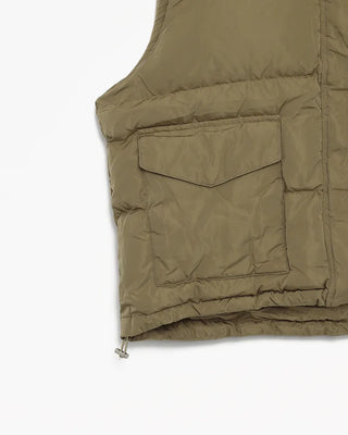 High-neck flap pocket faux down vest