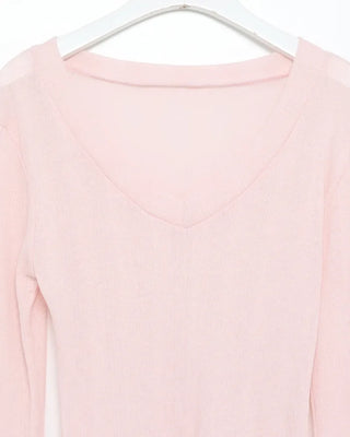V-neck sheer long-sleeve knit