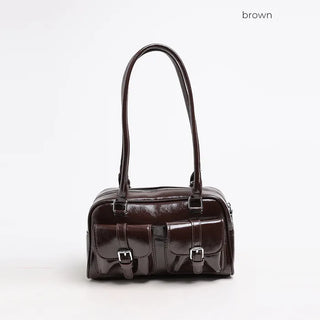 Two-pocket half-moon shoulder bag