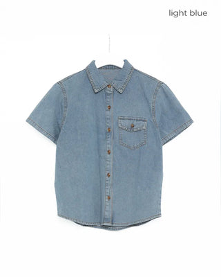 Denim short-sleeved shirt