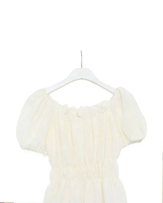 Feminine gathered off-shoulder blouse