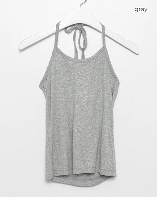 Round neck striped halter neck ribbed camisole