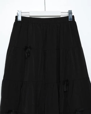 Ribbon detail can-can long skirt