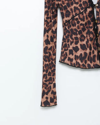 Leopard print slim cardigan