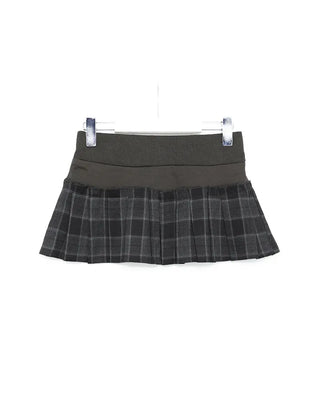 Tartan check studded mini pleated skirt