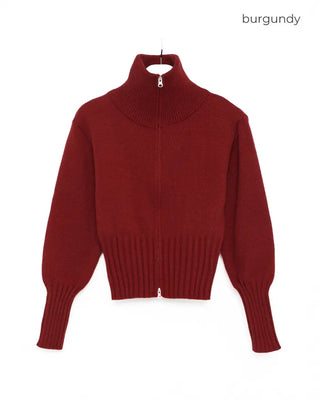 Double-zip ribbed knit top