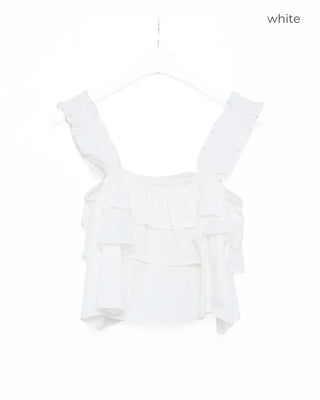 Tiered Sleeveless Banding Pants Set