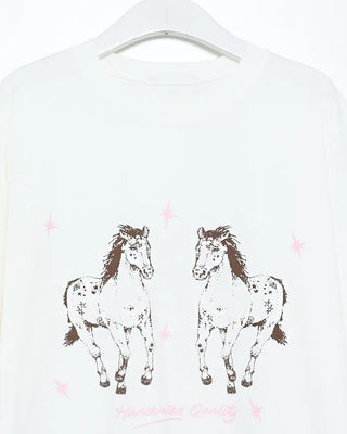 Double Horse Print Half T-Shirt