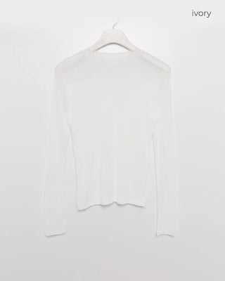 See-through two-tone simple T-shirt
