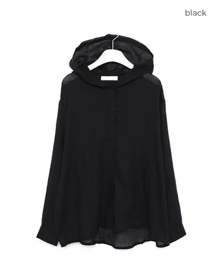 Cotton blend hooded shirt