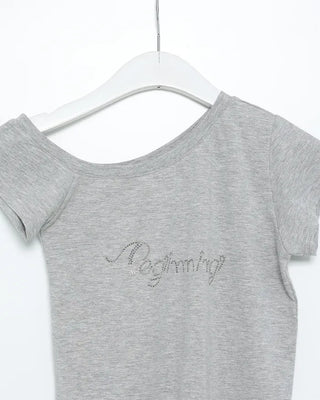 Lettering One-Shoulder Short-Sleeve T-Shirt