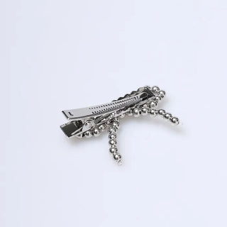 Silver ribbon hair clip