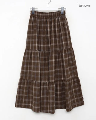 Checked long skirt