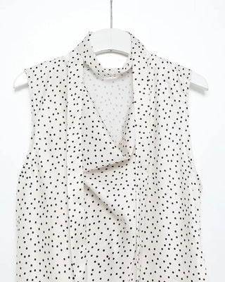 Scarf tie polka dot drape blouse