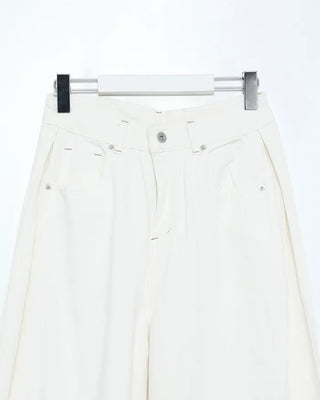 Wide-leg pants with back button detail