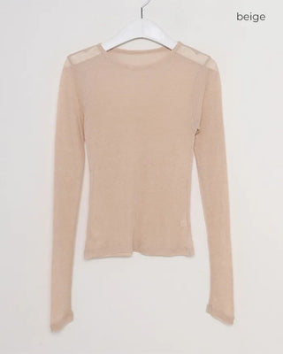 Round neck sheer long T-shirt